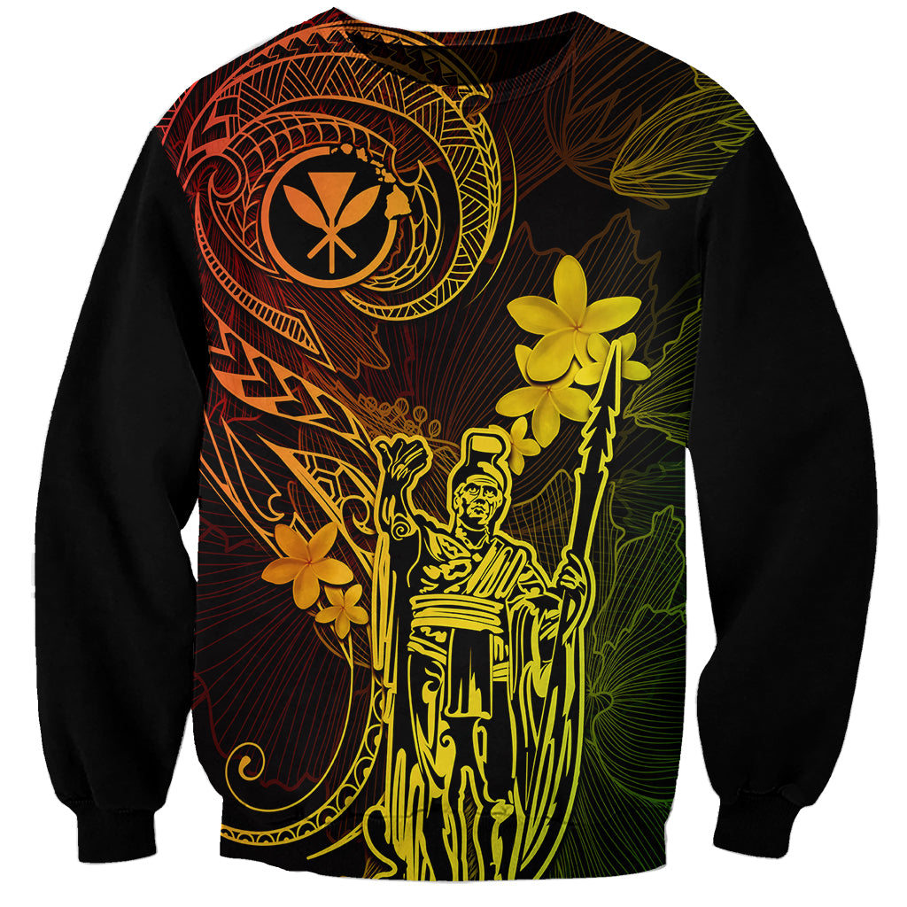Hawaii Sweatshirt King Kamehameha Mix Polynesian Plumeria Reggae Version LT14 Unisex Reggae - Polynesian Pride