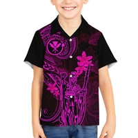 Hawaii Family Matching Mermaid Dress and Hawaiian Shirt King Kamehameha Mix Polynesian Plumeria Pink Version LT14 Son's Shirt Pink - Polynesian Pride