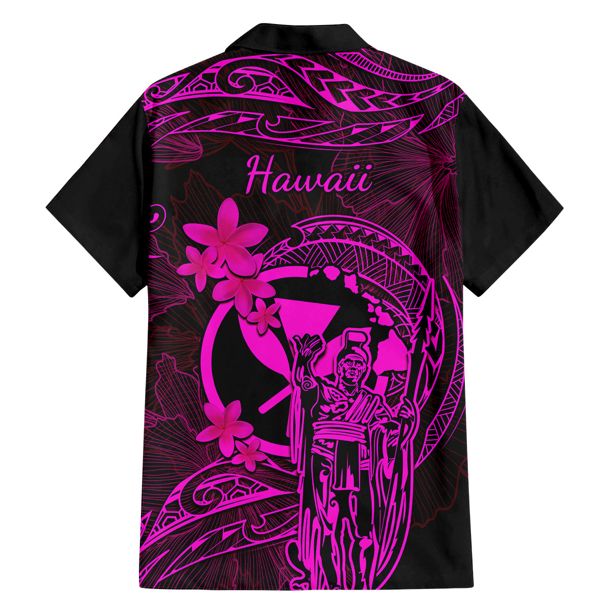 Hawaii Kid Hawaiian Shirt King Kamehameha Mix Polynesian Plumeria Pink Version LT14 - Polynesian Pride