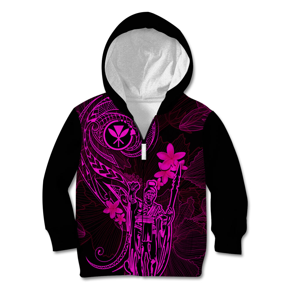 Hawaii Kid Hoodie King Kamehameha Mix Polynesian Plumeria Pink Version LT14 - Polynesian Pride