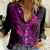 Hawaii Women Casual Shirt King Kamehameha Mix Polynesian Plumeria Pink Version LT14 Female Pink - Polynesian Pride