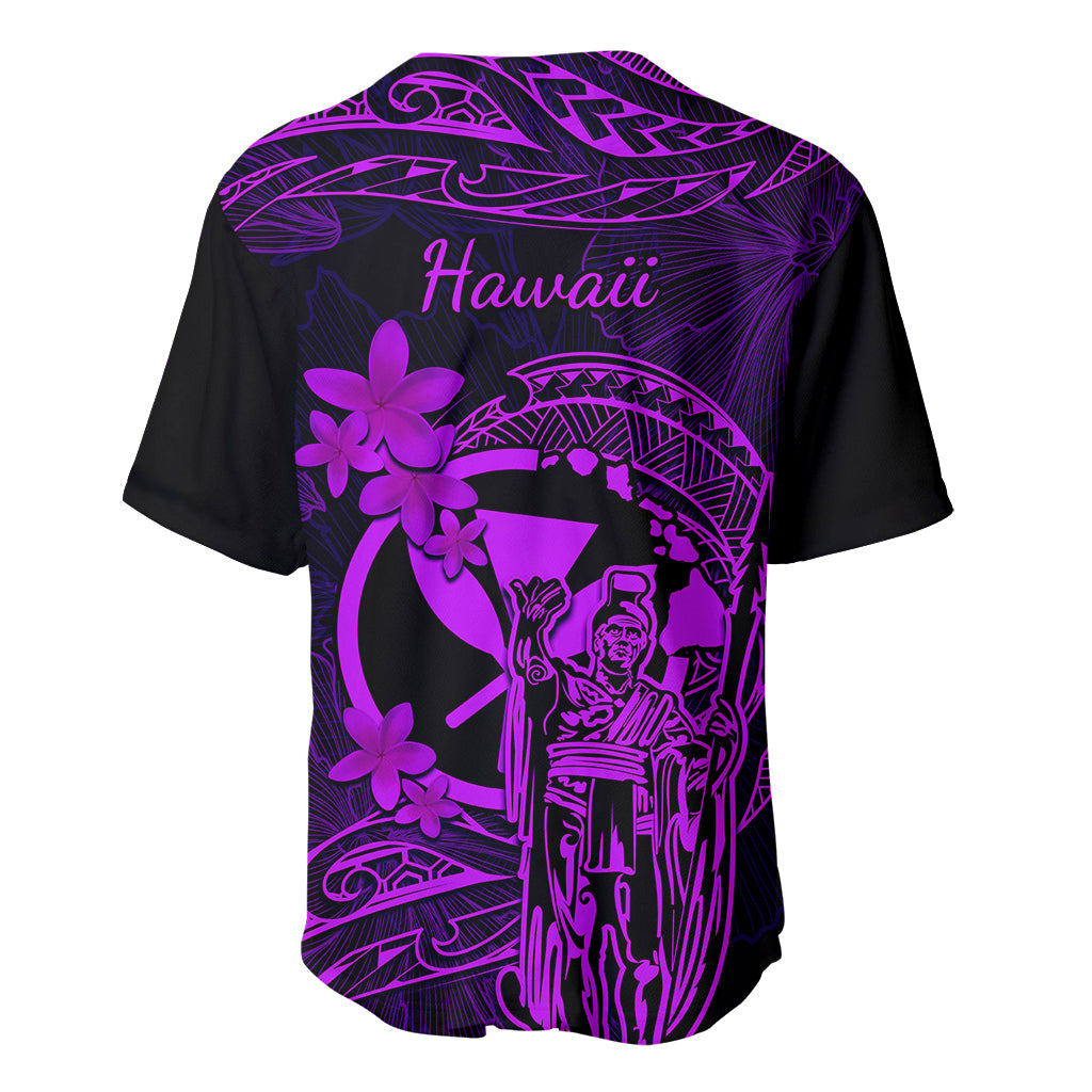 Hawaii Baseball Jersey King Kamehameha Mix Polynesian Plumeria Purple Version LT14 - Polynesian Pride