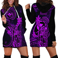 Hawaii Hoodie Dress King Kamehameha Mix Polynesian Plumeria Purple Version LT14 - Polynesian Pride
