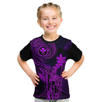 Hawaii Kid T Shirt King Kamehameha Mix Polynesian Plumeria Purple Version LT14 Purple - Polynesian Pride