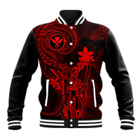 Hawaii Baseball Jacket King Kamehameha Mix Polynesian Plumeria Red Version LT14 Unisex Red - Polynesian Pride