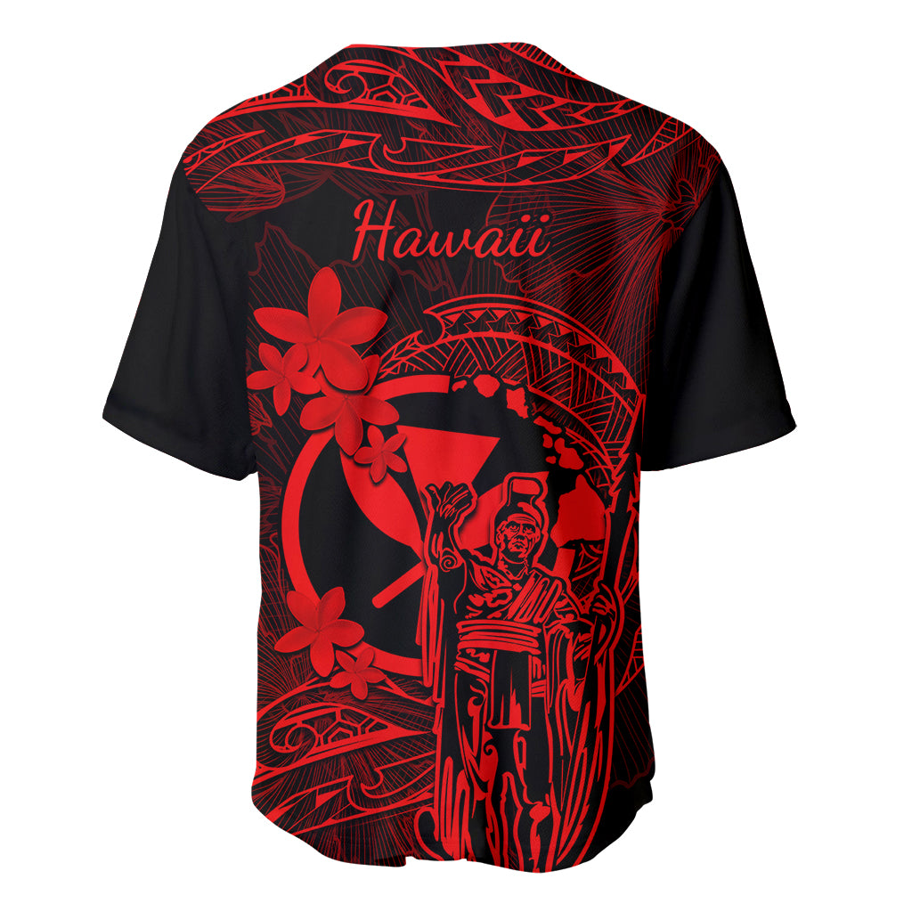 Hawaii Baseball Jersey King Kamehameha Mix Polynesian Plumeria Red Version LT14 - Polynesian Pride