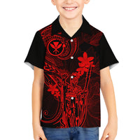 Hawaii Family Matching Tank Maxi Dress and Hawaiian Shirt King Kamehameha Mix Polynesian Plumeria Red Version LT14 Son's Shirt Red - Polynesian Pride
