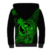 Hawaii Sherpa Hoodie King Kamehameha Mix Polynesian Plumeria Green Version LT14 - Polynesian Pride