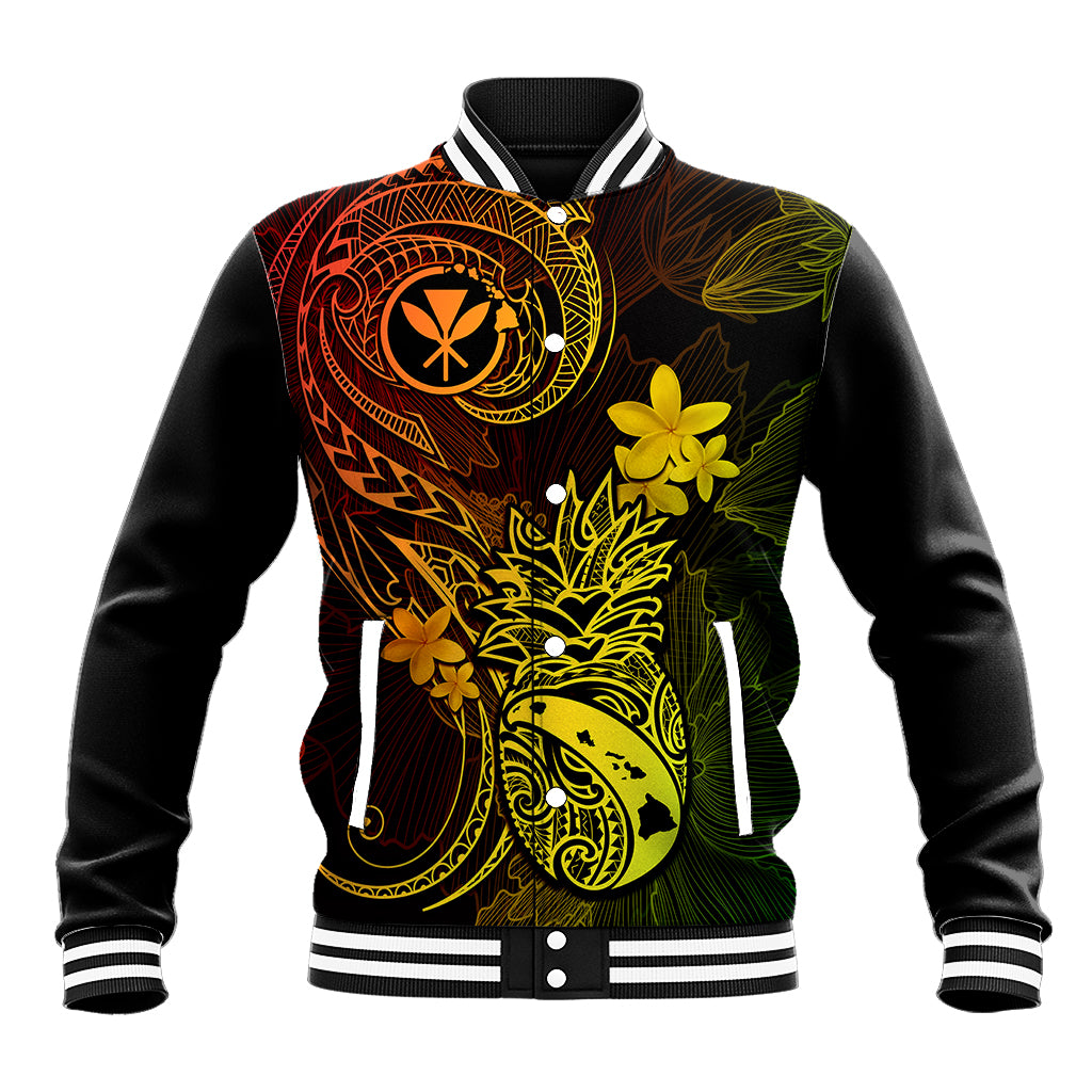 Hawaii Baseball Jacket Pineapple Mix Polynesian Plumeria Reggae Version LT14 Unisex Reggae - Polynesian Pride