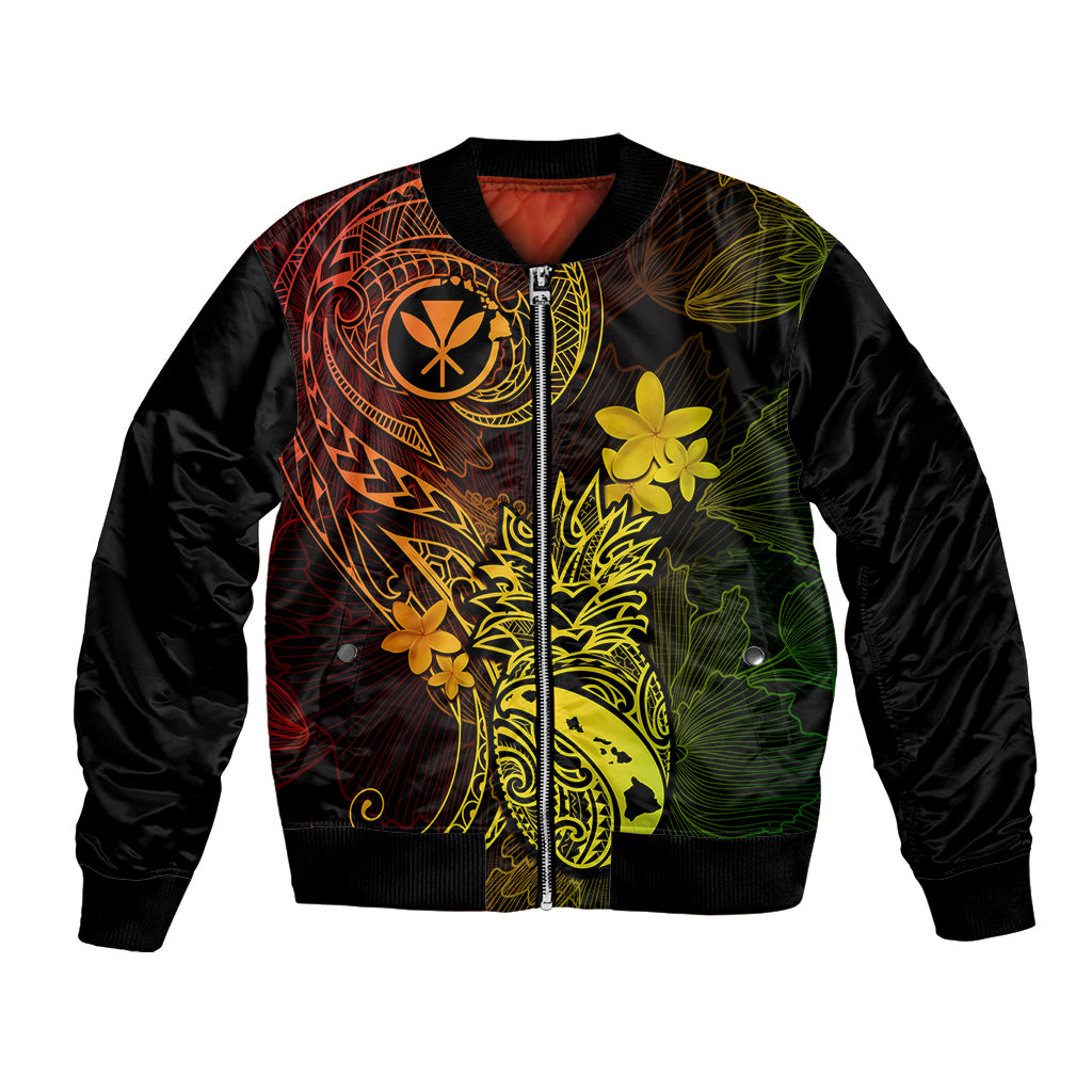 Hawaii Bomber Jacket Pineapple Mix Polynesian Plumeria Reggae Version LT14 Unisex Reggae - Polynesian Pride