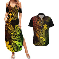 Hawaii Couples Matching Summer Maxi Dress and Hawaiian Shirt Pineapple Mix Polynesian Plumeria Reggae Version LT14 Reggae - Polynesian Pride