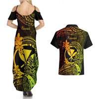 Hawaii Couples Matching Summer Maxi Dress and Hawaiian Shirt Pineapple Mix Polynesian Plumeria Reggae Version LT14 - Polynesian Pride