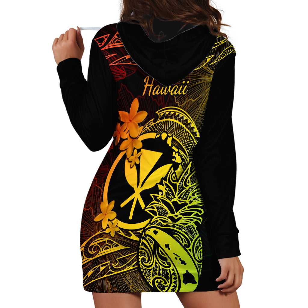 Hawaii Hoodie Dress Pineapple Mix Polynesian Plumeria Reggae Version LT14 - Polynesian Pride