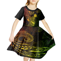 Hawaii Kid Short Sleeve Dress Pineapple Mix Polynesian Plumeria Reggae Version LT14 - Polynesian Pride