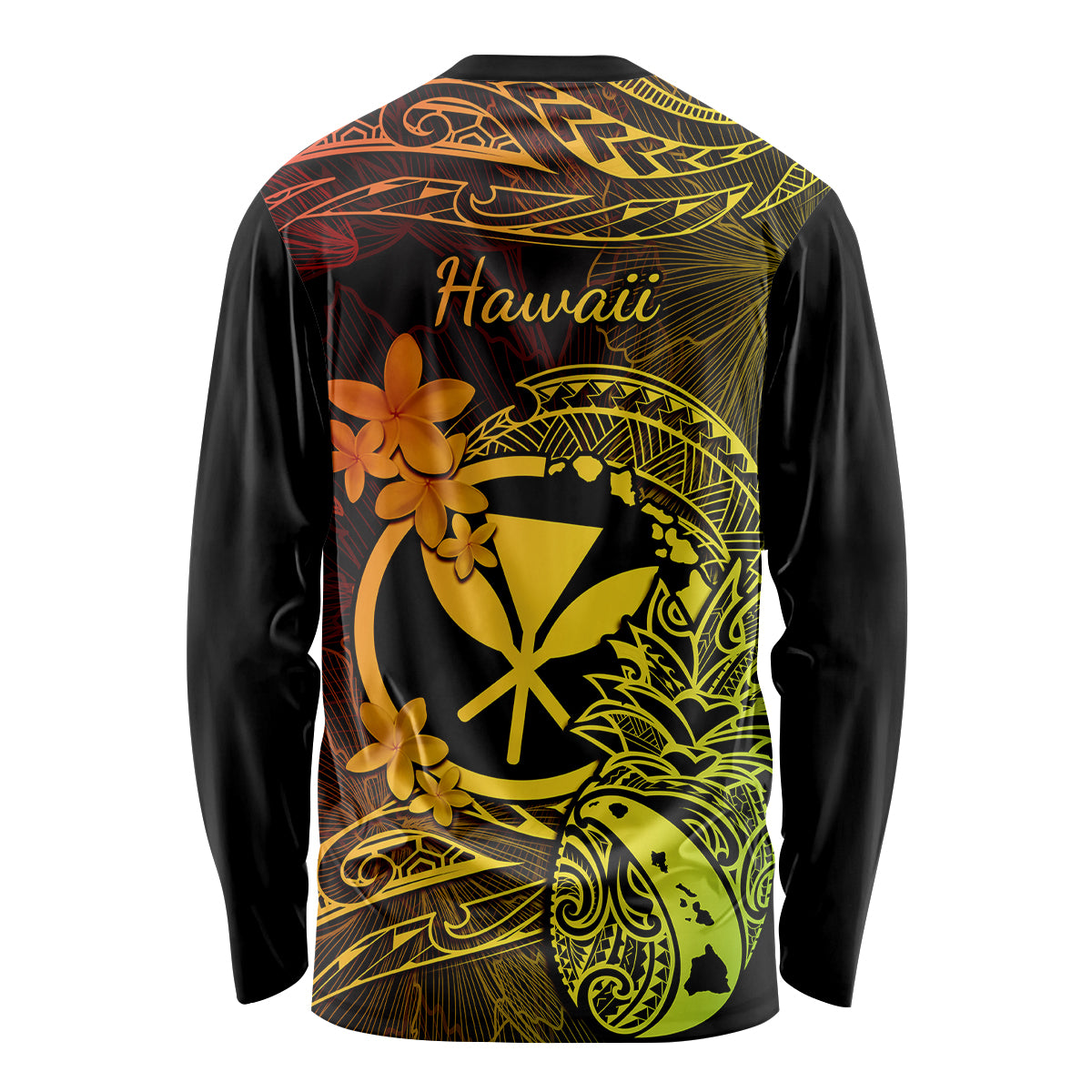 Hawaii Long Sleeve Shirt Pineapple Mix Polynesian Plumeria Reggae Version LT14 - Polynesian Pride