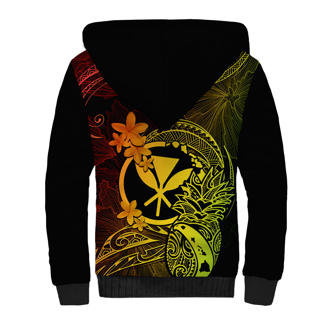 Hawaii Sherpa Hoodie Pineapple Mix Polynesian Plumeria Reggae Version LT14 - Polynesian Pride