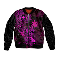 Hawaii Bomber Jacket Pineapple Mix Polynesian Plumeria Pink Version LT14 Unisex Pink - Polynesian Pride