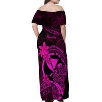 Hawaii Off Shoulder Maxi Dress Pineapple Mix Polynesian Plumeria Pink Version LT14 - Polynesian Pride