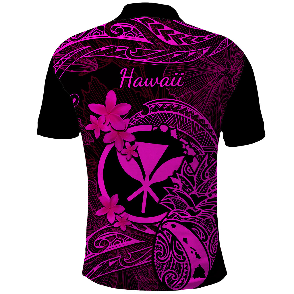 Hawaii Polo Shirt Pineapple Mix Polynesian Plumeria Pink Version LT14 - Polynesian Pride