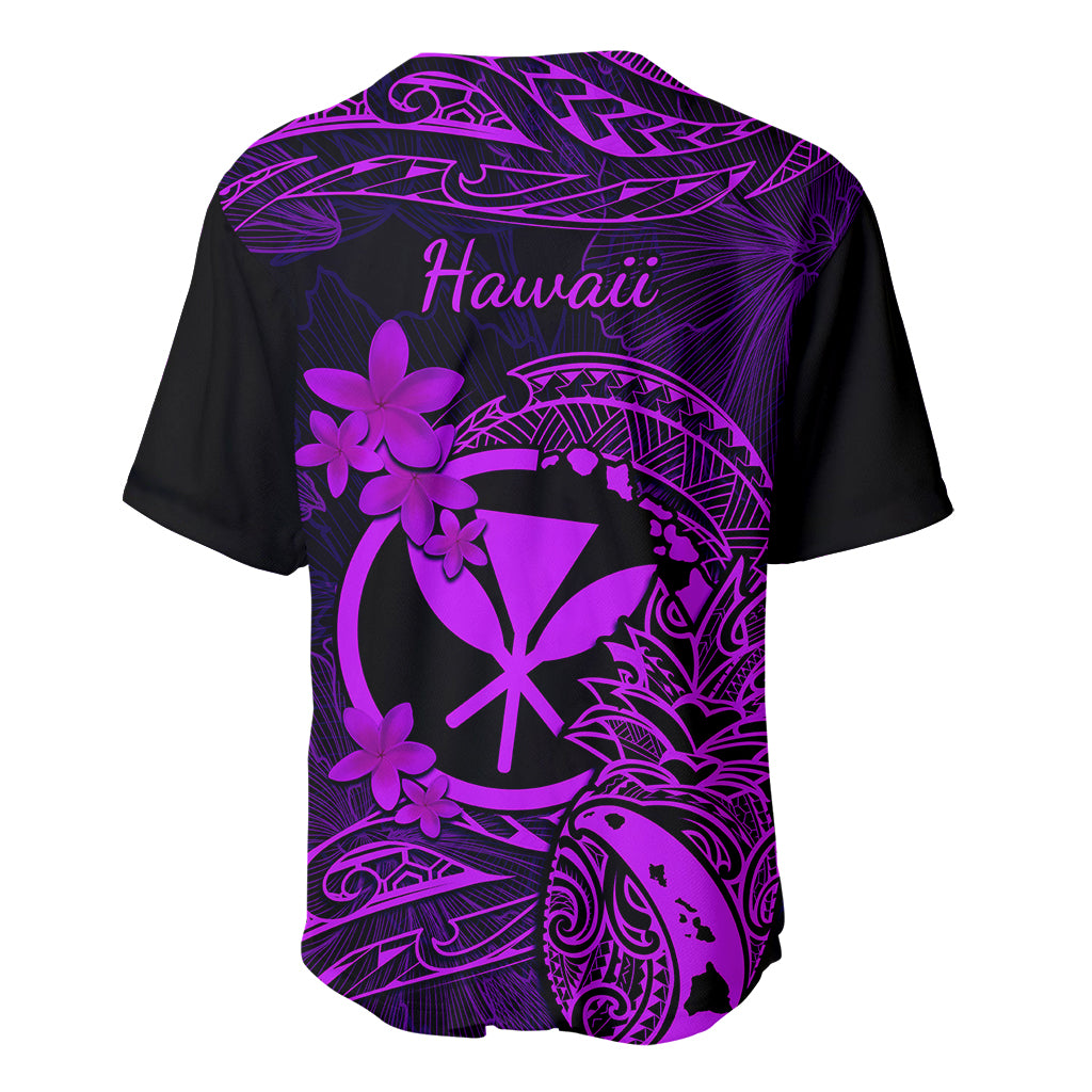 Hawaii Baseball Jersey Pineapple Mix Polynesian Plumeria Purple Version LT14 - Polynesian Pride