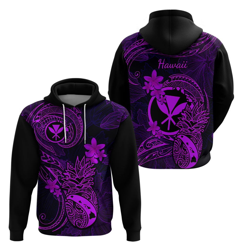 Hawaii Hoodie Pineapple Mix Polynesian Plumeria Purple Version LT14 - Polynesian Pride
