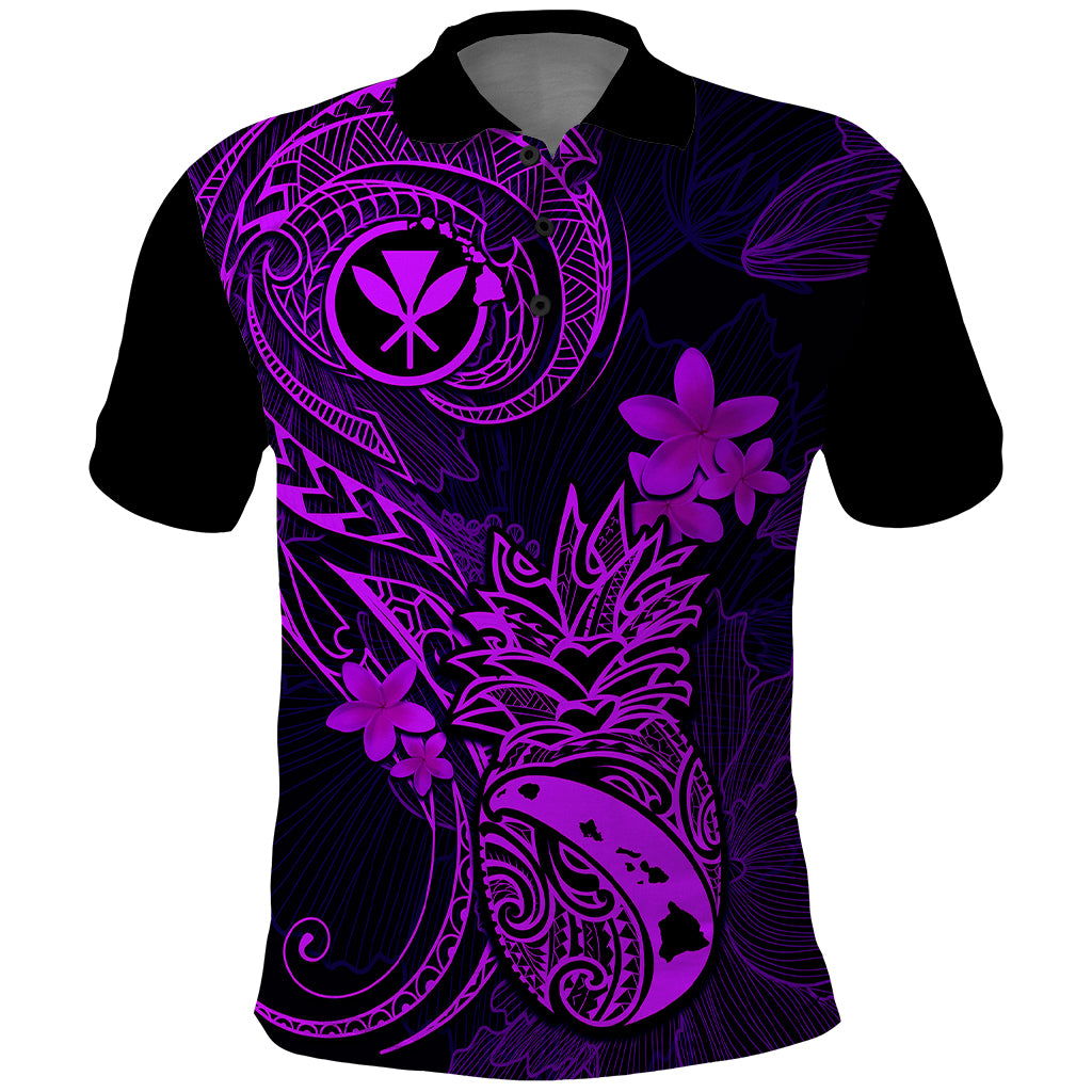 Hawaii Polo Shirt Pineapple Mix Polynesian Plumeria Purple Version LT14 Purple - Polynesian Pride