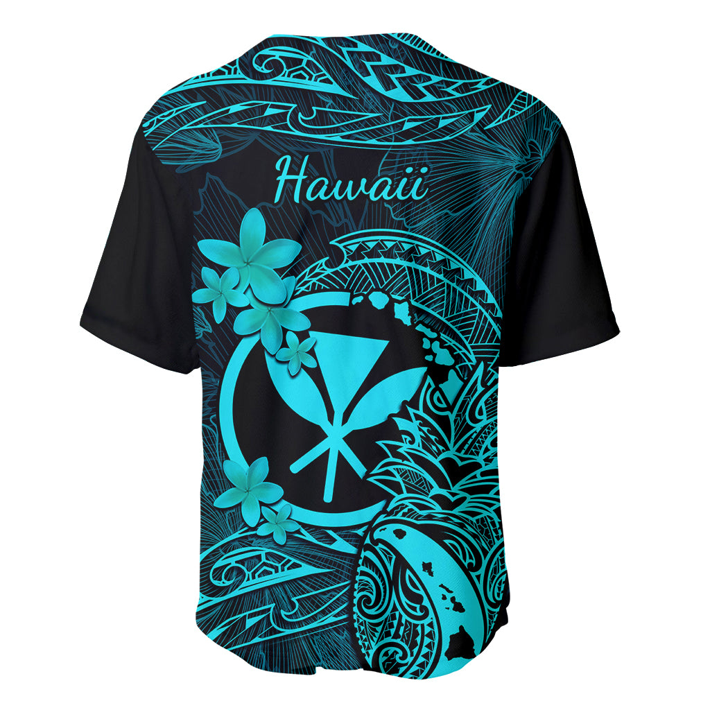 Hawaii Baseball Jersey Pineapple Mix Polynesian Plumeria Turquoise Version LT14 - Polynesian Pride