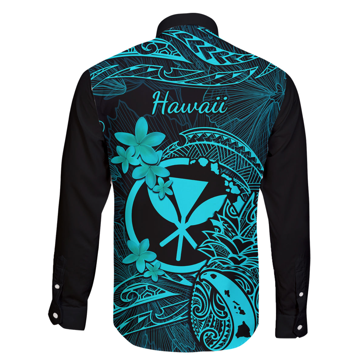 Hawaii Family Matching Puletasi Dress and Hawaiian Shirt Pineapple Mix Polynesian Plumeria Turquoise Version LT14 - Polynesian Pride