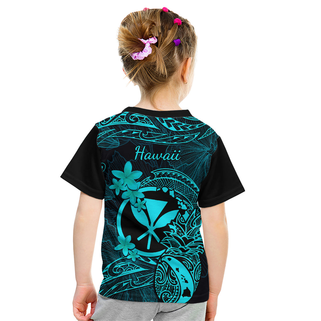 Hawaii Kid T Shirt Pineapple Mix Polynesian Plumeria Turquoise Version LT14 - Polynesian Pride