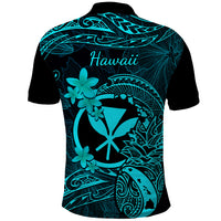 Hawaii Polo Shirt Pineapple Mix Polynesian Plumeria Turquoise Version LT14 - Polynesian Pride