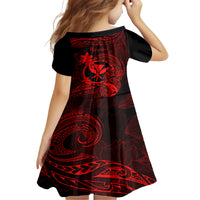 hawaii-kid-short-sleeve-dress-pineapple-mix-polynesian-plumeria-red-version