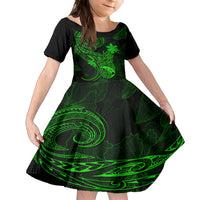 Hawaii Kid Short Sleeve Dress Pineapple Mix Polynesian Plumeria Green Version LT14 KID Green - Polynesian Pride