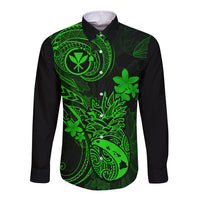 hawaii-long-sleeve-button-shirt-pineapple-mix-polynesian-plumeria-green-version