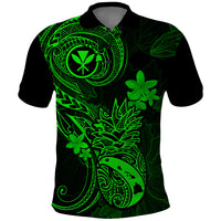 Hawaii Polo Shirt Pineapple Mix Polynesian Plumeria Green Version LT14 Green - Polynesian Pride