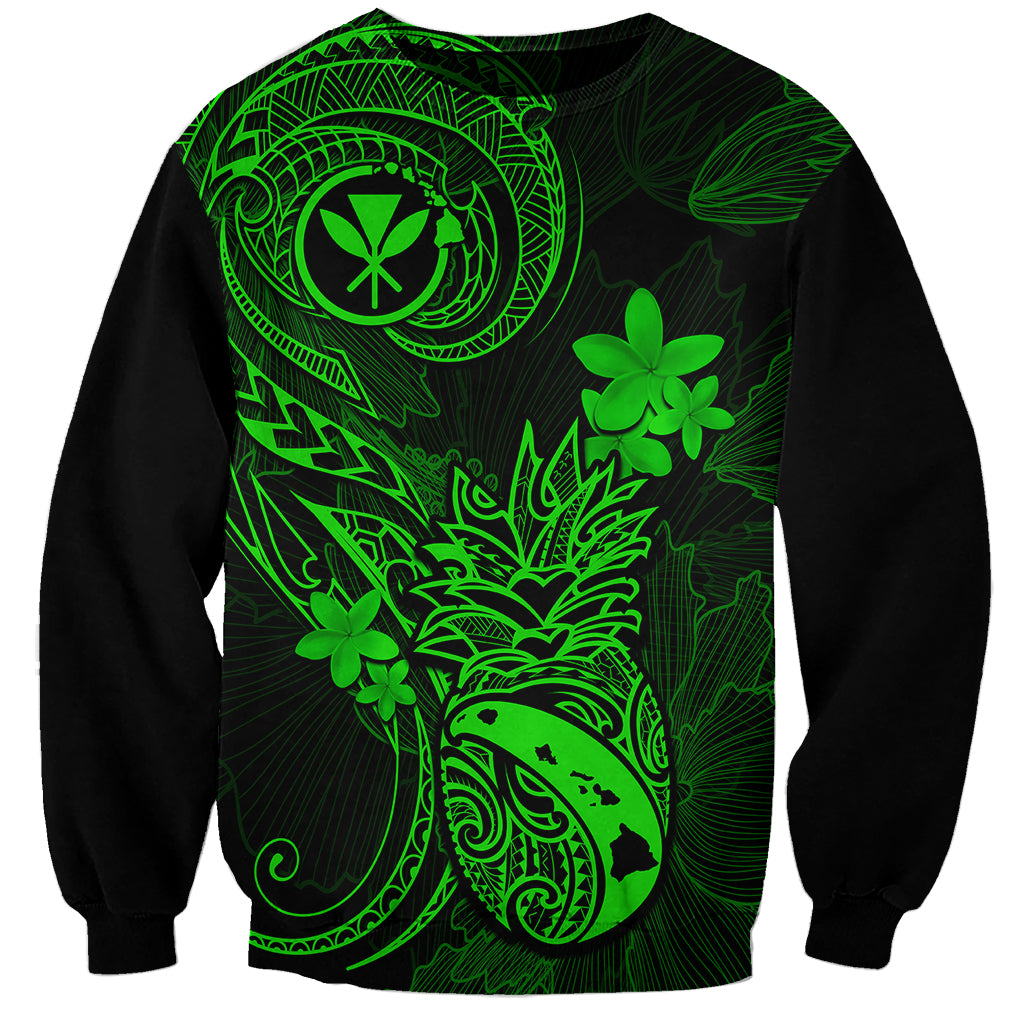 hawaii-sweatshirt-pineapple-mix-polynesian-plumeria-green-version