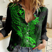 hawaii-women-casual-shirt-pineapple-mix-polynesian-plumeria-green-version