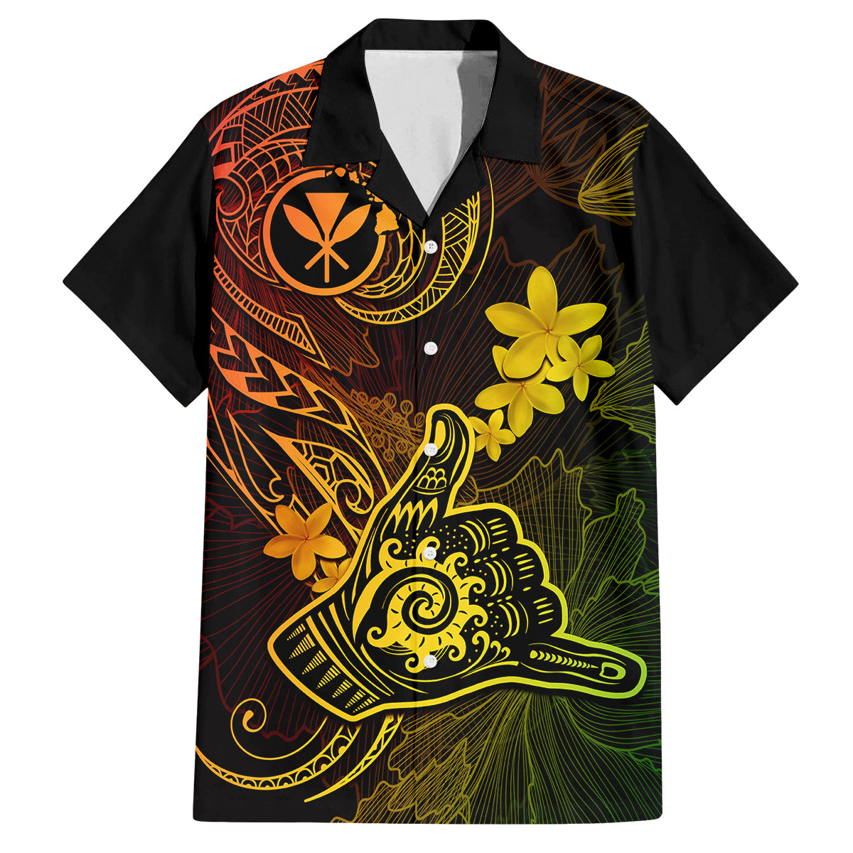 hawaii-family-matching-off-shoulder-maxi-dress-and-hawaiian-shirt-shaka-tattoo-mix-polynesian-plumeria-reggae-version