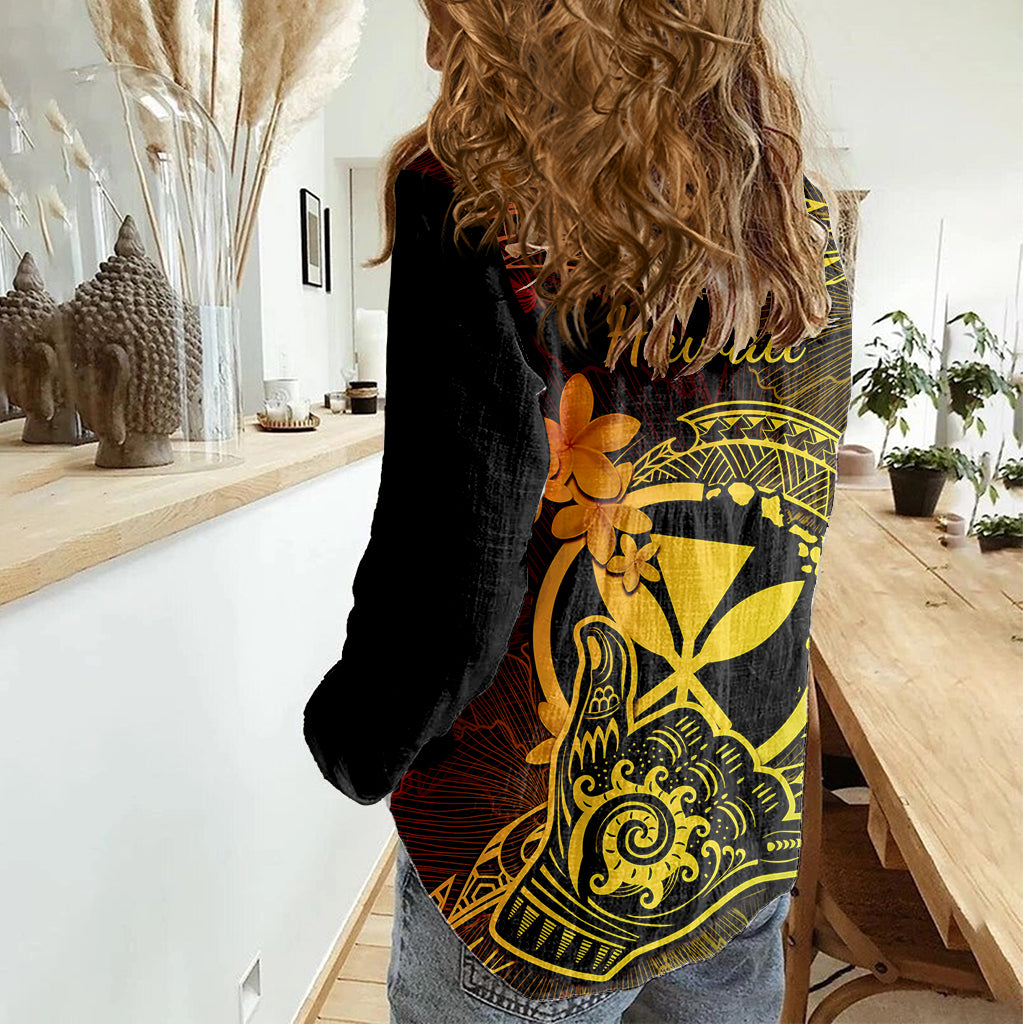 hawaii-women-casual-shirt-shaka-tattoo-mix-polynesian-plumeria-reggae-version