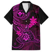 Hawaii Family Matching Puletasi Dress and Hawaiian Shirt Shaka Tattoo Mix Polynesian Plumeria Pink Version LT14 Dad's Shirt - Short Sleeve Pink - Polynesian Pride