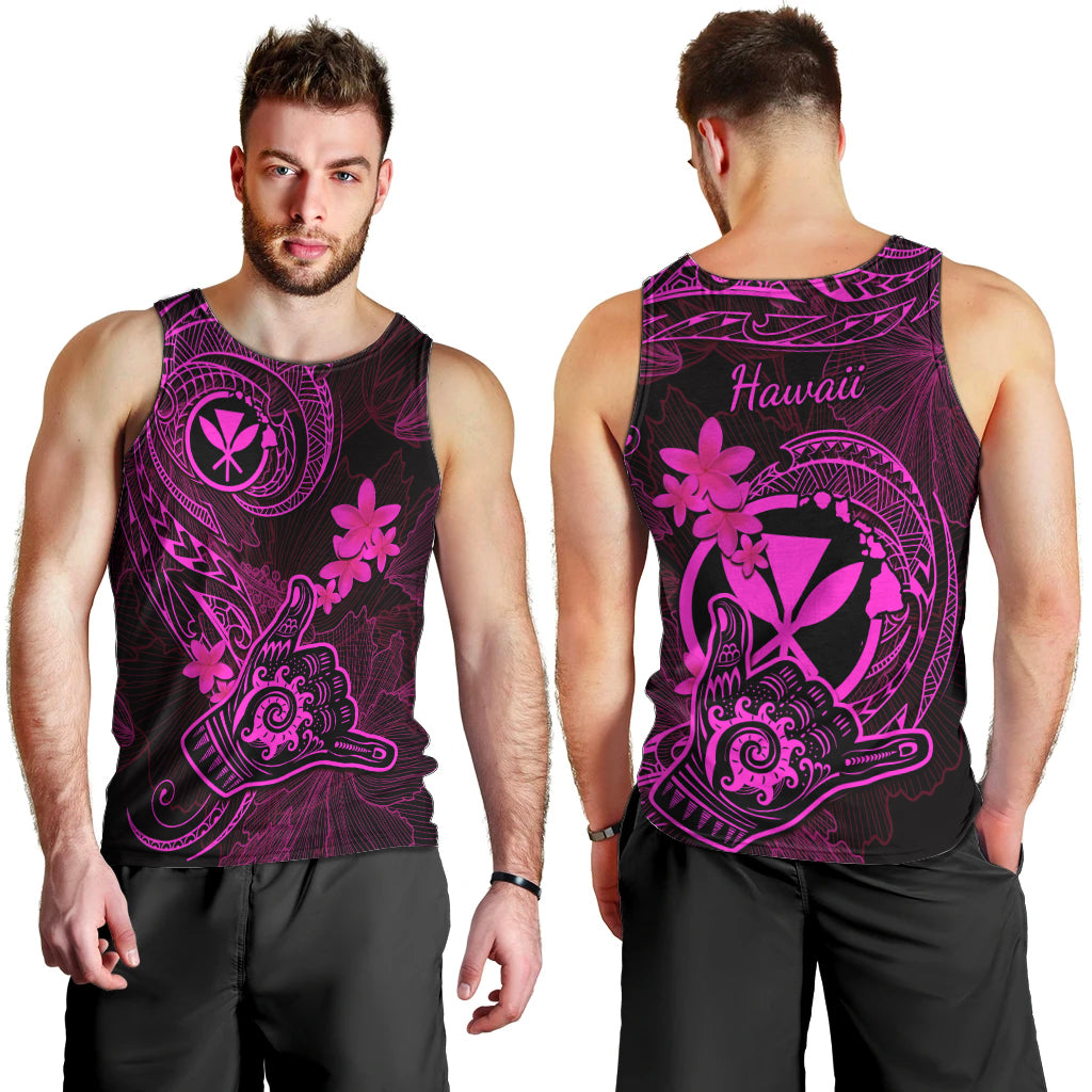 hawaii-men-tank-top-shaka-tattoo-mix-polynesian-plumeria-pink-version