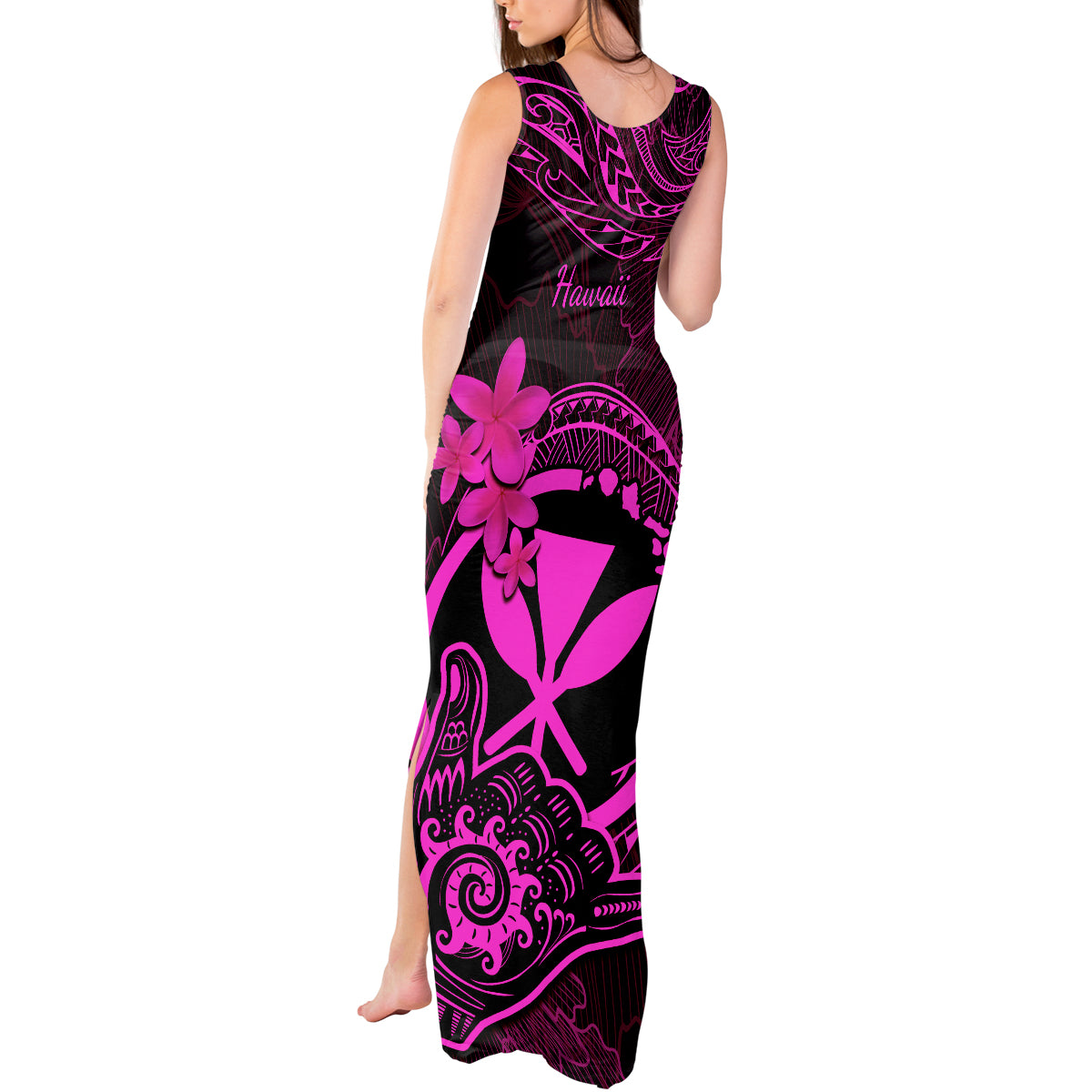 hawaii-tank-maxi-dress-shaka-tattoo-mix-polynesian-plumeria-pink-version