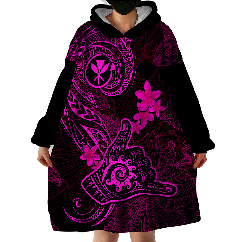hawaii-wearable-blanket-hoodie-shaka-tattoo-mix-polynesian-plumeria-pink-version