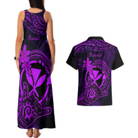 hawaii-couples-matching-tank-maxi-dress-and-hawaiian-shirt-shaka-tattoo-mix-polynesian-plumeria-purple-version