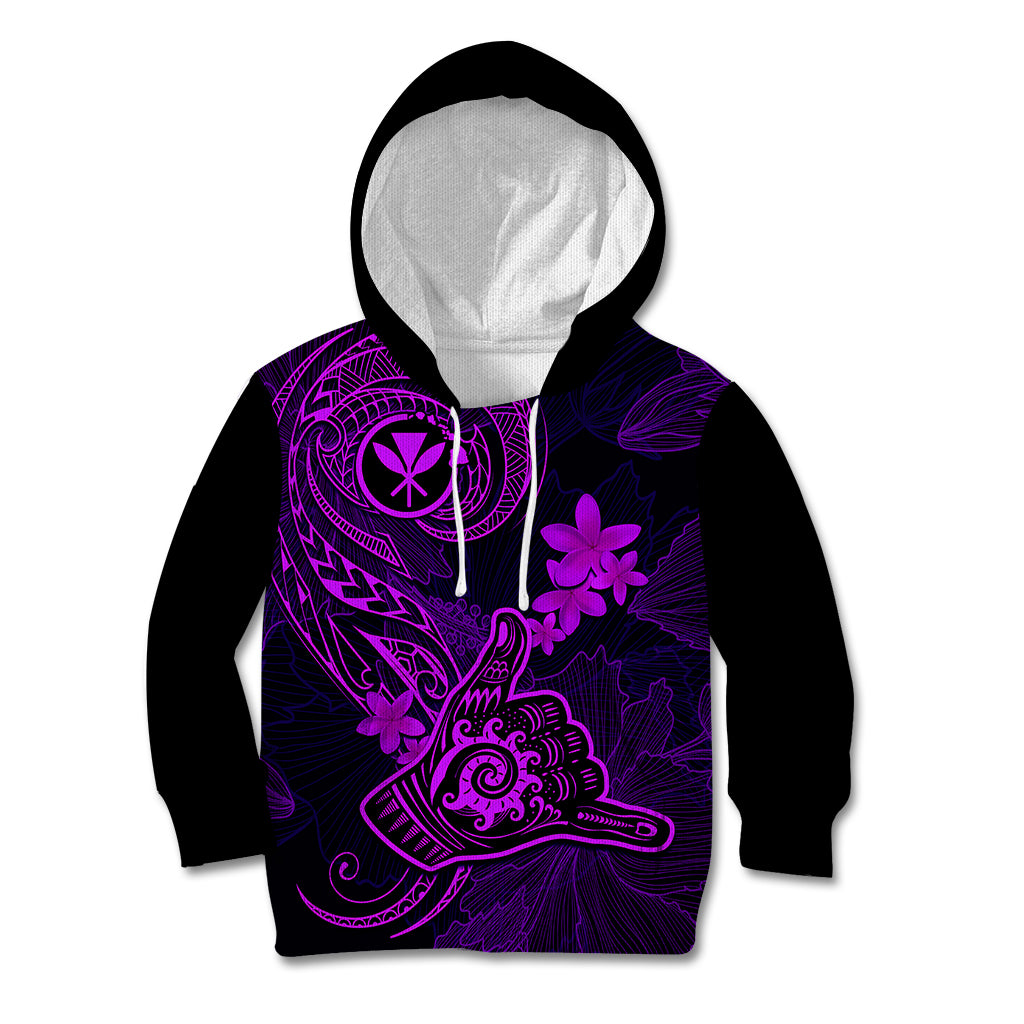 Hawaii Kid Hoodie Shaka Tattoo Mix Polynesian Plumeria Purple Version LT14 Purple - Polynesian Pride