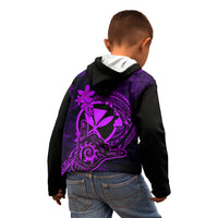 Hawaii Kid Hoodie Shaka Tattoo Mix Polynesian Plumeria Purple Version LT14 - Polynesian Pride