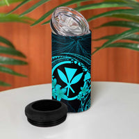 Hawaii 4 in 1 Can Cooler Tumbler Shaka Tattoo Mix Polynesian Plumeria Turquoise Version