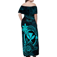 hawaii-family-matching-off-shoulder-maxi-dress-and-hawaiian-shirt-shaka-tattoo-mix-polynesian-plumeria-turquoise-version