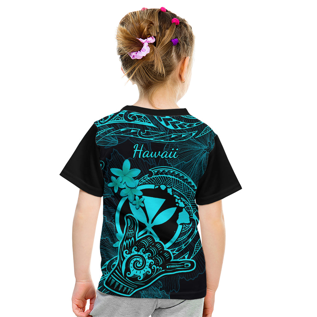 Hawaii Kid T Shirt Shaka Tattoo Mix Polynesian Plumeria Turquoise Version LT14 - Polynesian Pride
