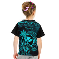 Hawaii Kid T Shirt Shaka Tattoo Mix Polynesian Plumeria Turquoise Version LT14 - Polynesian Pride