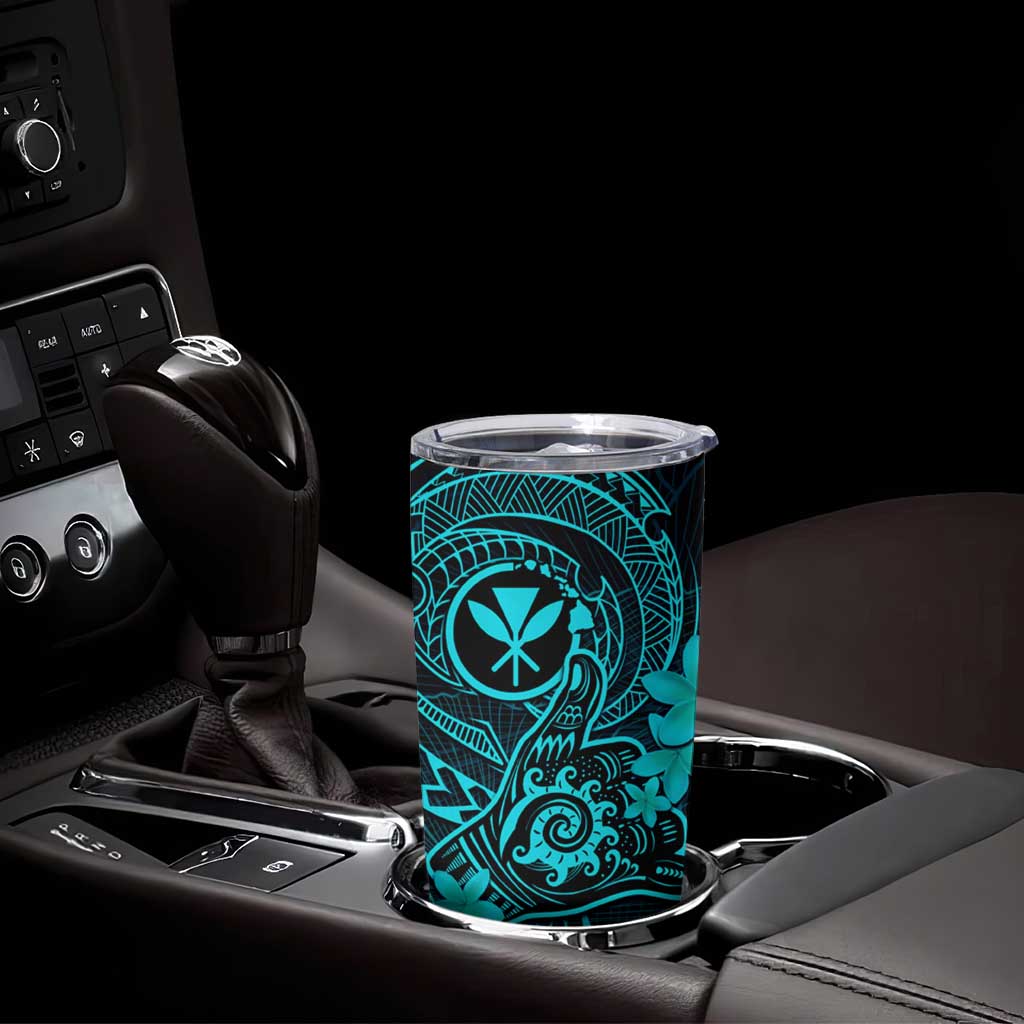 Hawaii Tumbler Cup Shaka Tattoo Mix Polynesian Plumeria Turquoise Version